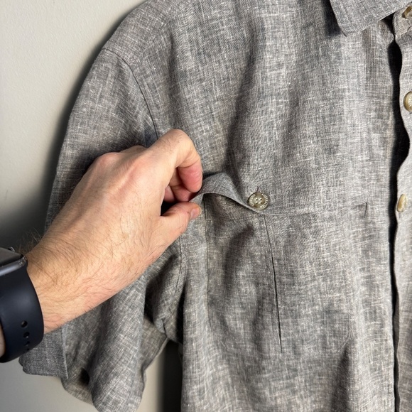 The Australian Outback Collection Men's Short Sleeve HEMP Button Up Shirt Gray M - Picture 3 of 13